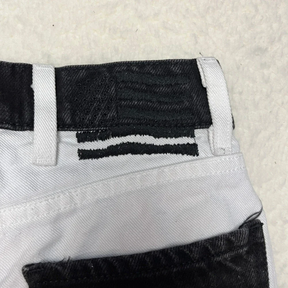 Revice Denim Jeans‎ Womens 24 Black White Yin Yang Split Leg High Rise Straight